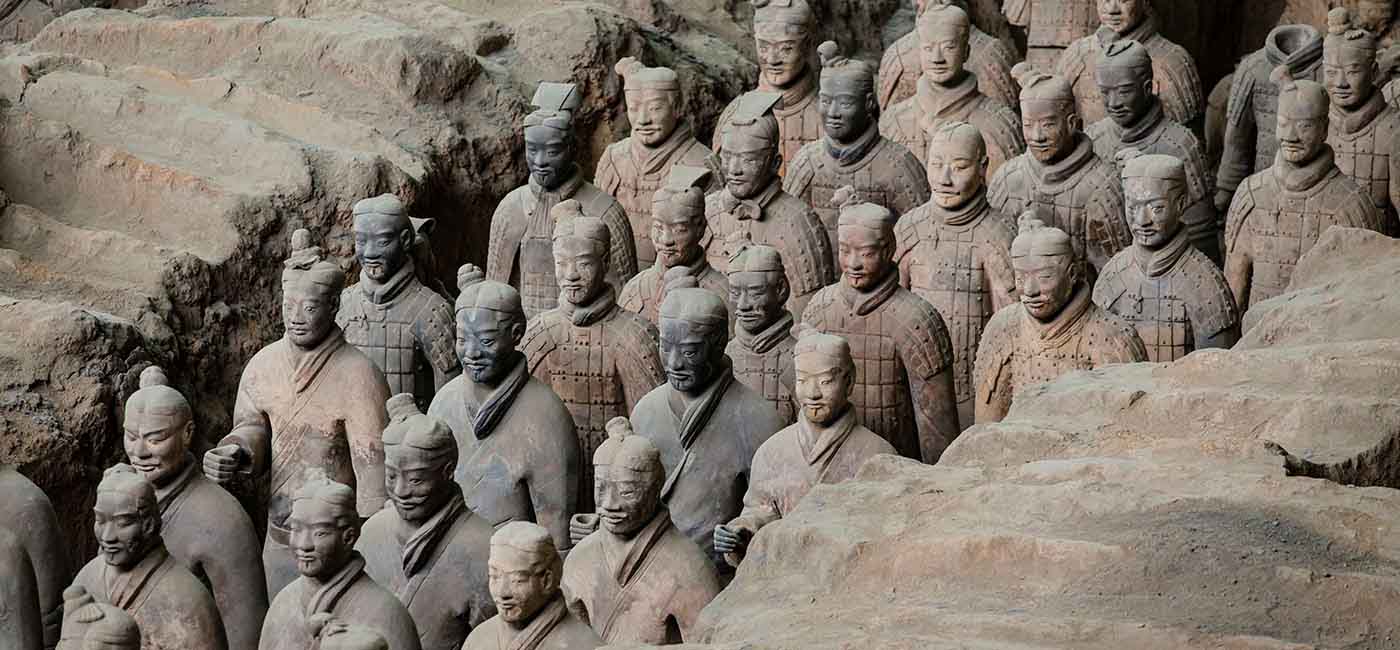 A photograph of sculptures of the Terracota Army of the first emperor of China!''
