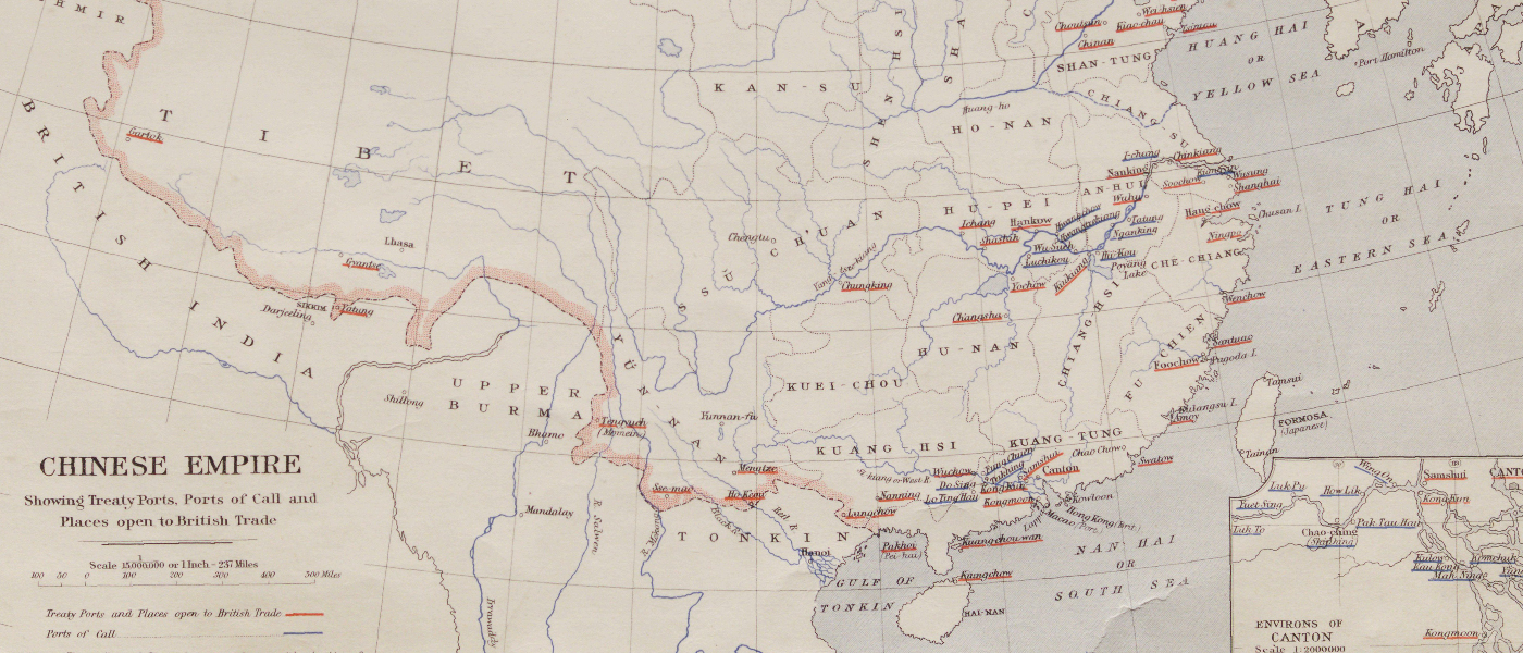 Chinese Empire Showing Treaty Ports, Ports of Call and Places Open to British Trade, TSGS 2302, British Library: Ministry of Defense Maps, Primary Source Media, 1907. Nineteenth Century Collections Online