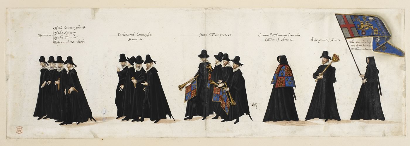 Funeral procession of Queen Elizabeth I, 1603 © The British Library Board.!''