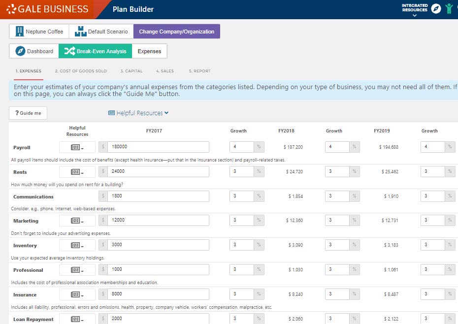 Gale Business Plan Builder