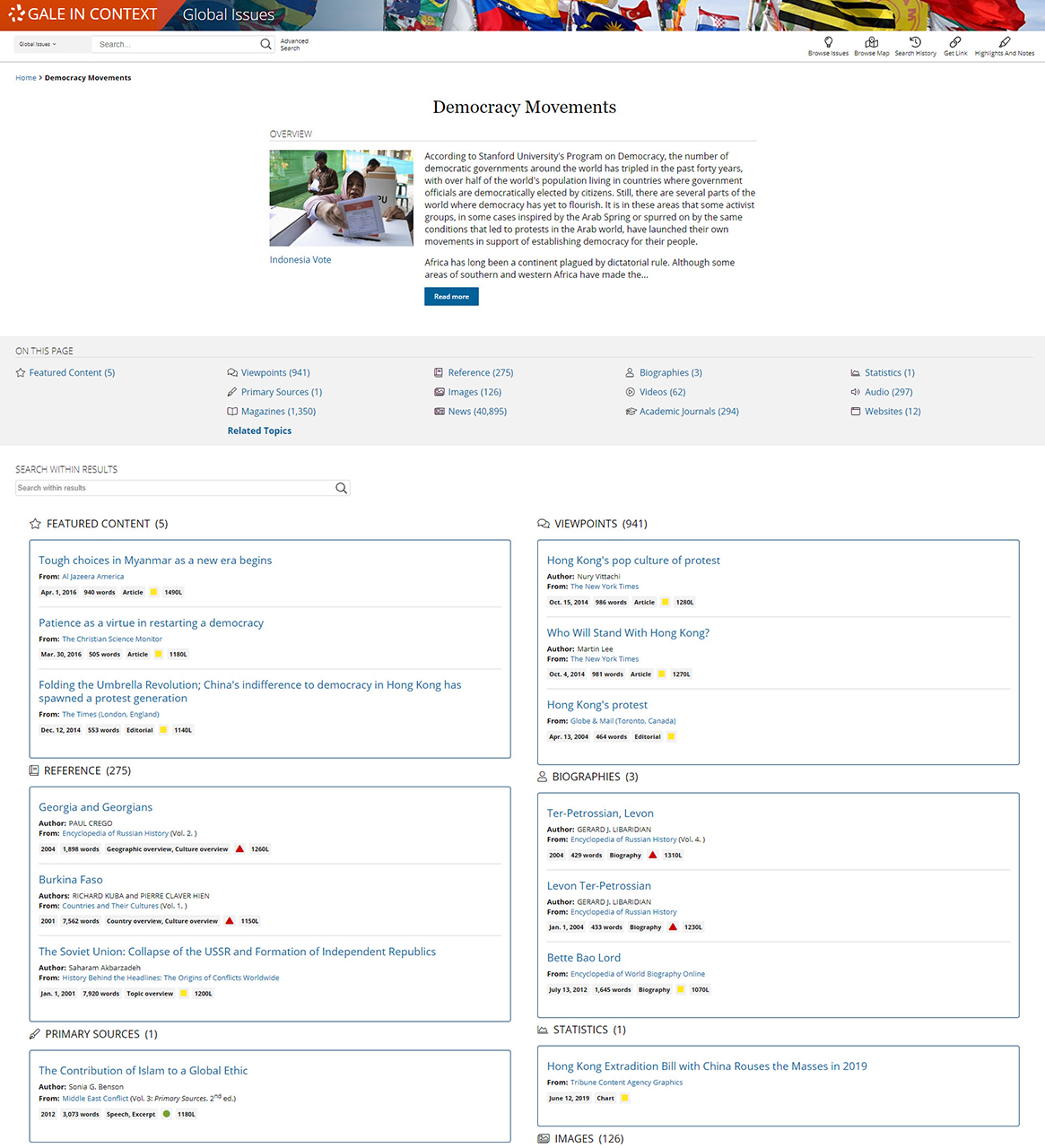 Gale In Context: Global Issues Topic Page