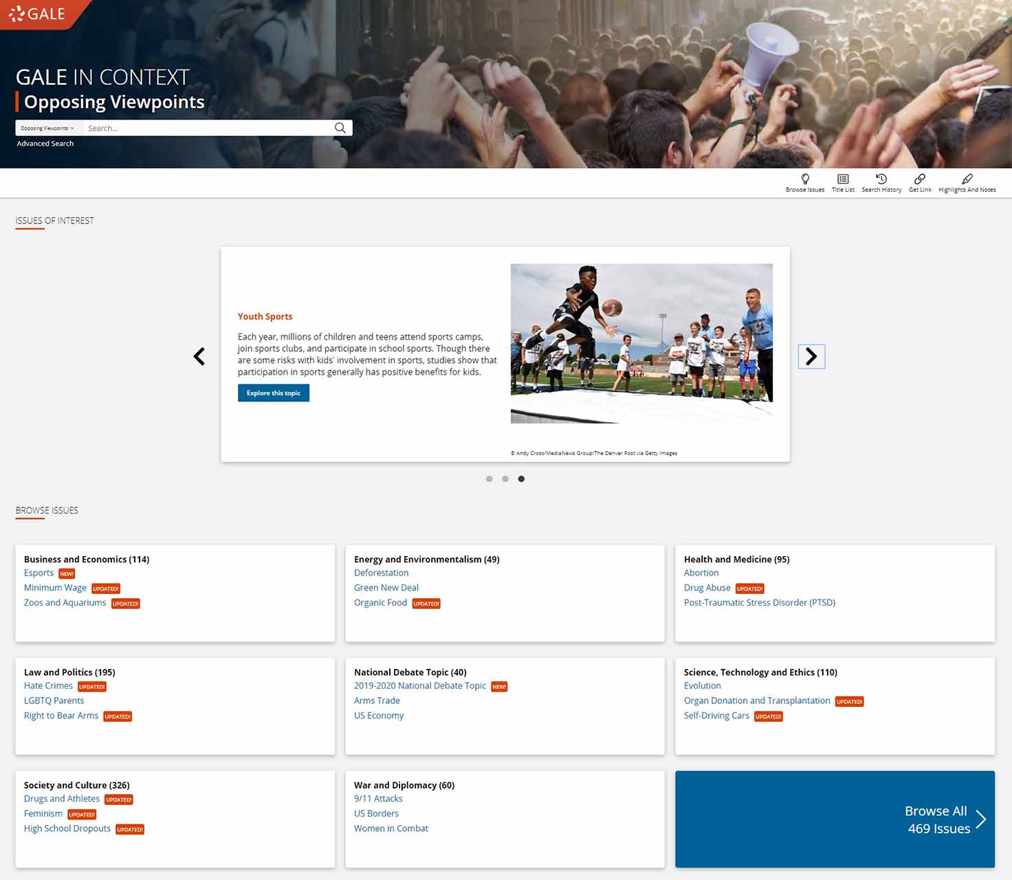 Gale In Context: Opposing Viewpoints Homepage