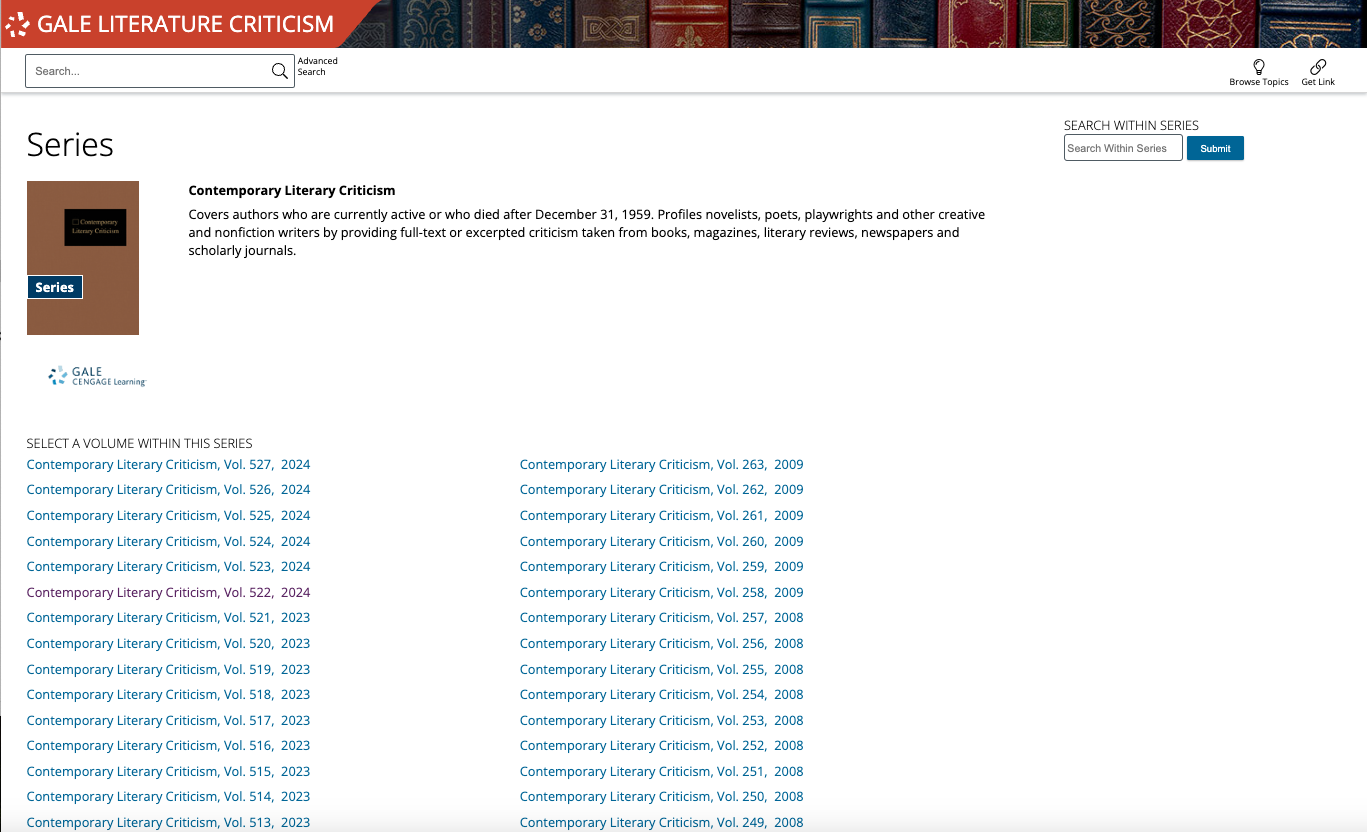 Contemporary Literary Criticism search results