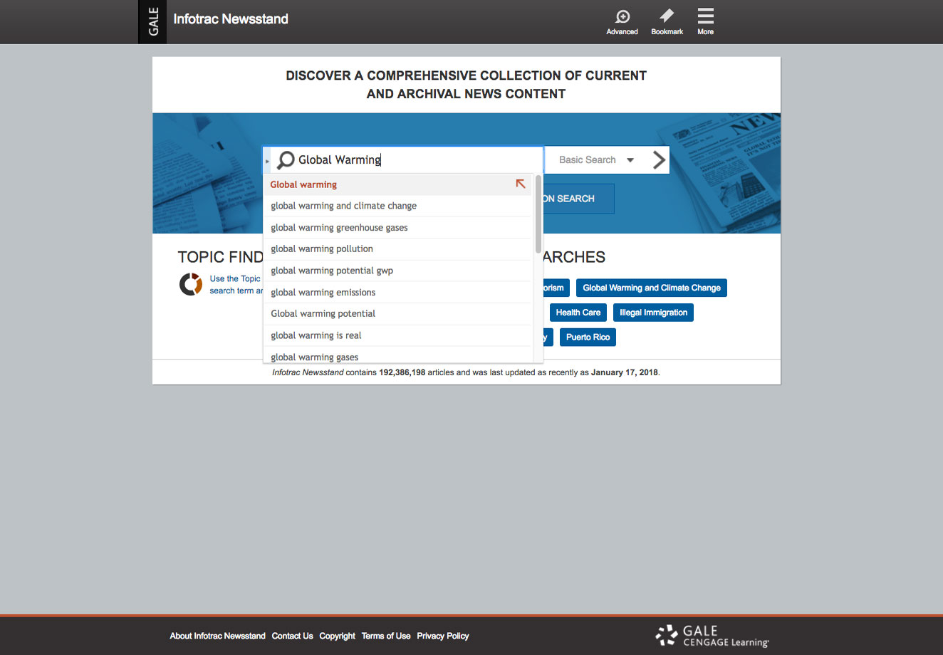 InfoTrac Newsstand Term Cluster