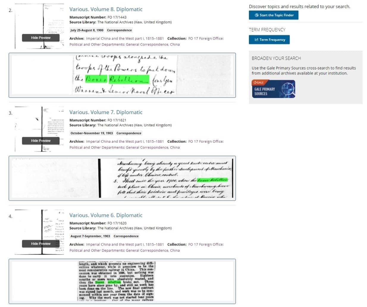 Example of a full text search enabled by Handwritten Text Recognition (HTR).