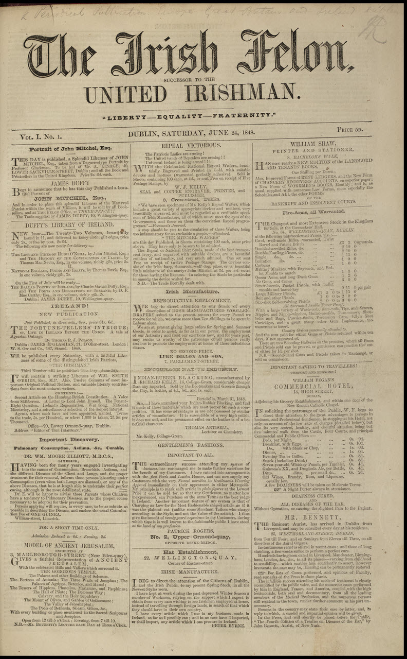 The Irish Felon, Dublin, Saturday, June 24, 1848